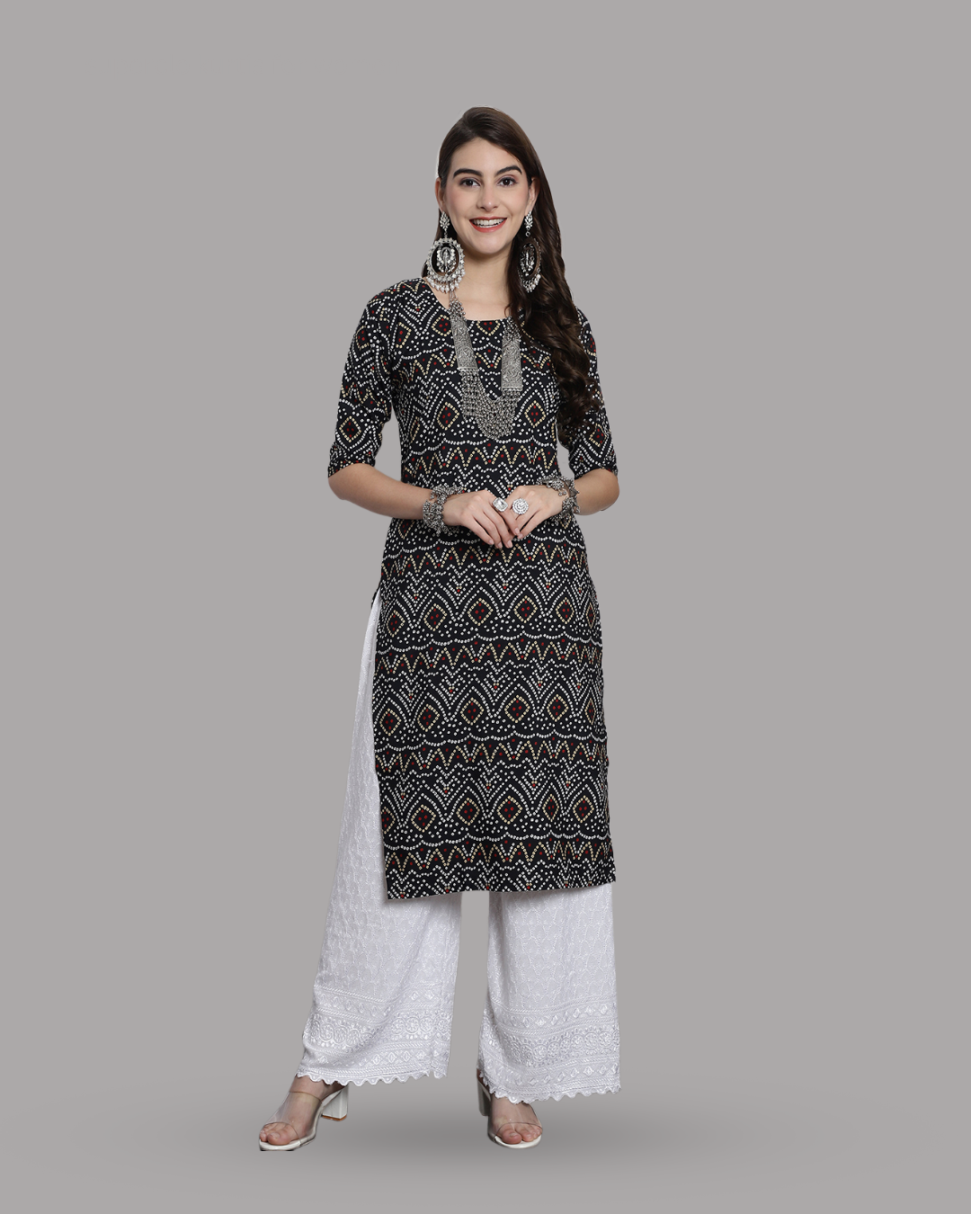 Black Cultural Printed Kurta