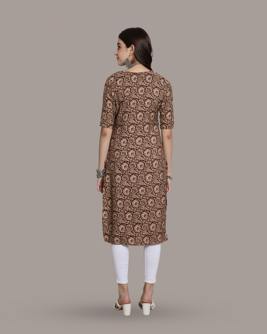 Coffee Brown Printed Kurta