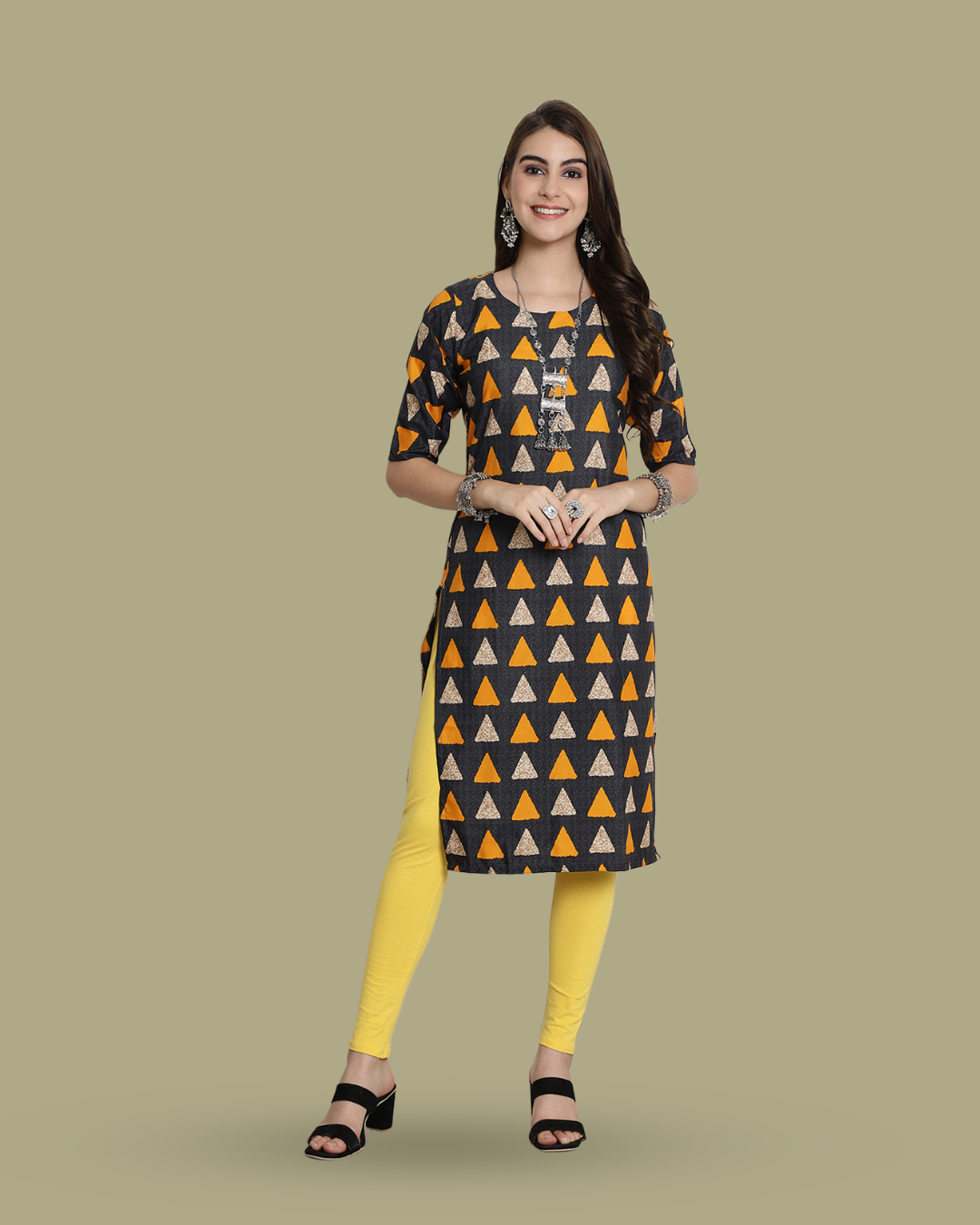 Triangular Charm Black Kurta