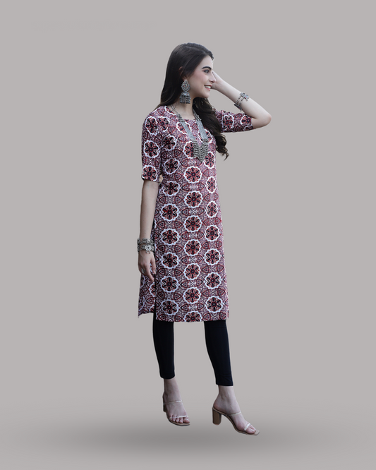 Mystic Maroon Circles Kurta