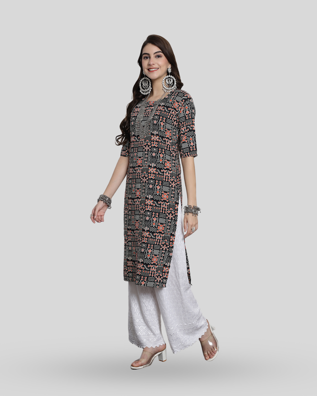 Ink and Rust Printed Kurta