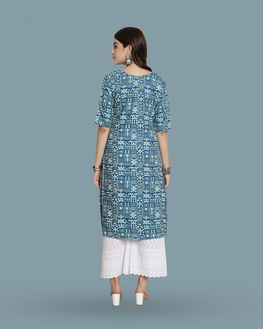 Sky Blue Fantasy Printed Kurta