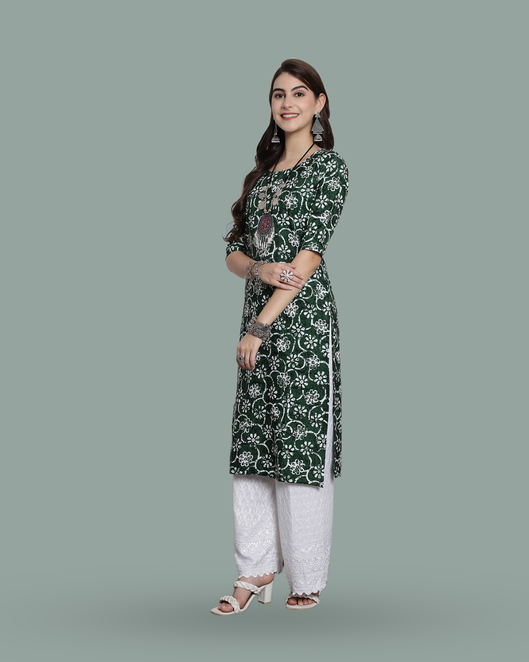 Jungle Green Printed Kurta