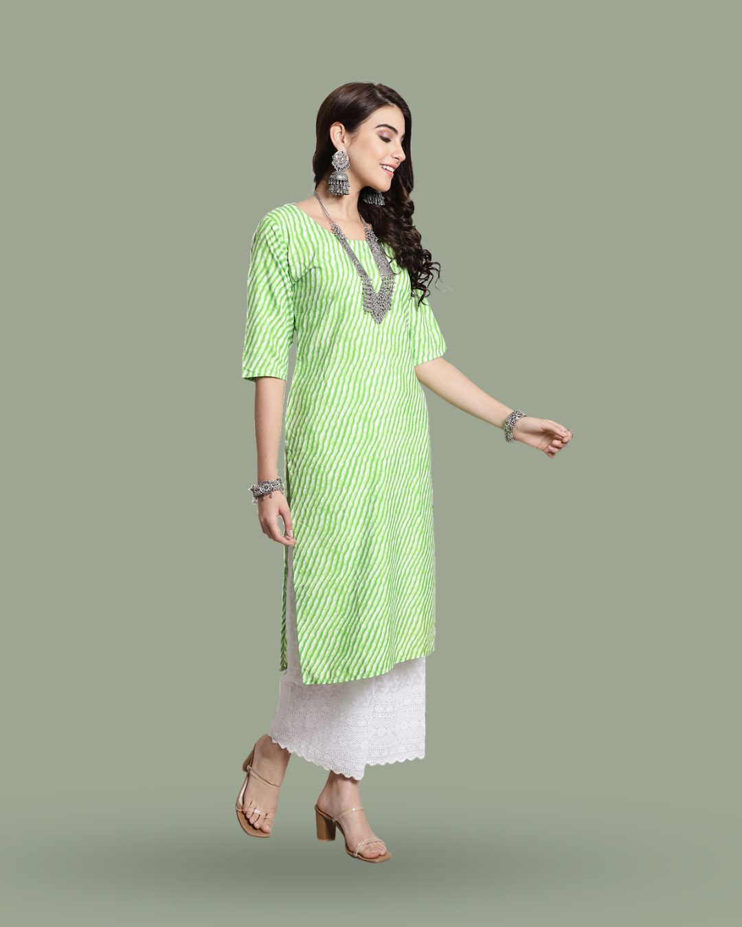 Minty Fresh Leheriya Kurta