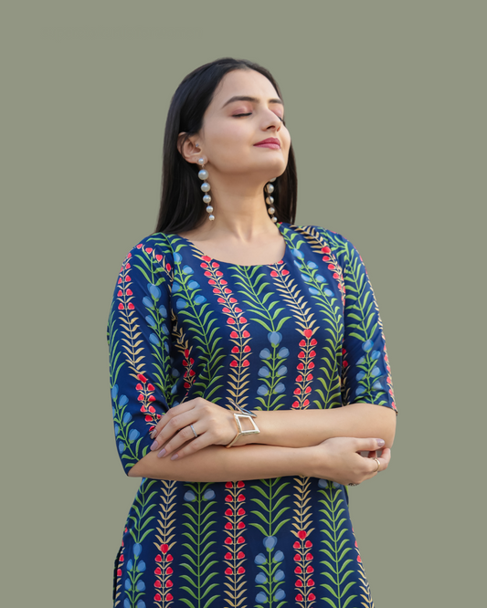 Nature Inspired Blue Print Kurta