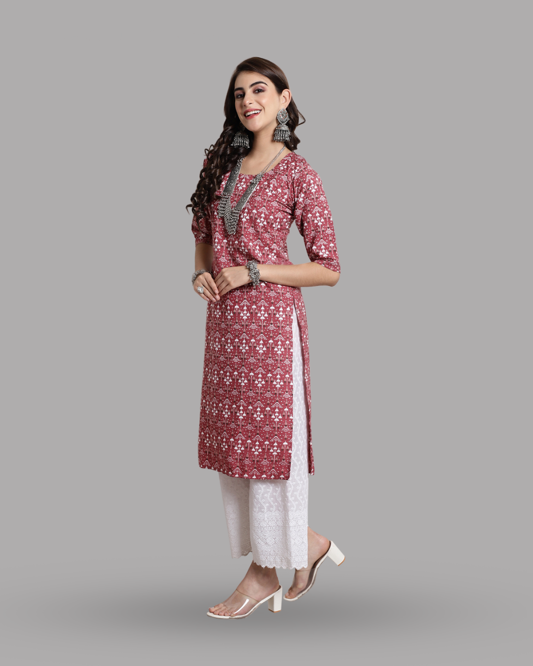 Chic Pink Print Kurta
