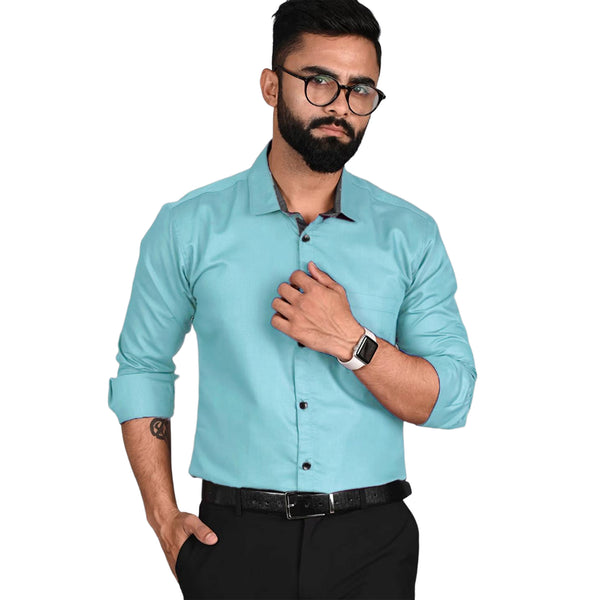Tee Projekt Men Turquoise Blue Colour Solid Shirt