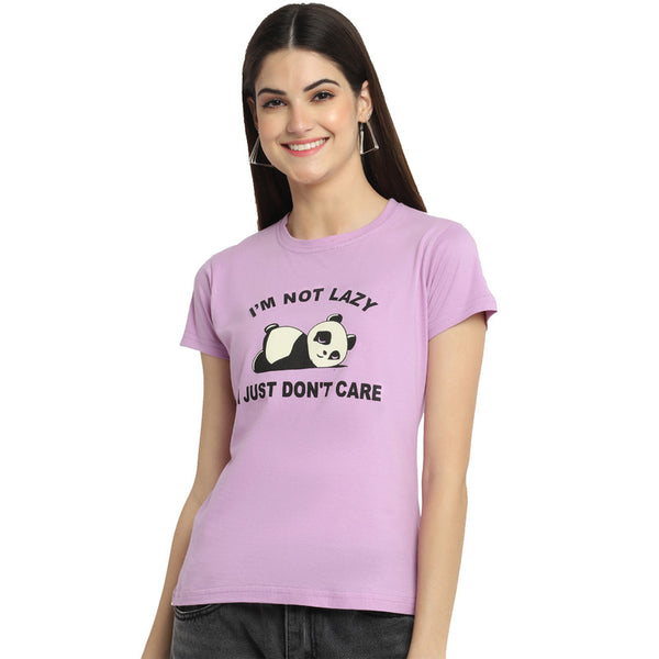 Women's Purple Cotton Typography Print Tshirt SU46