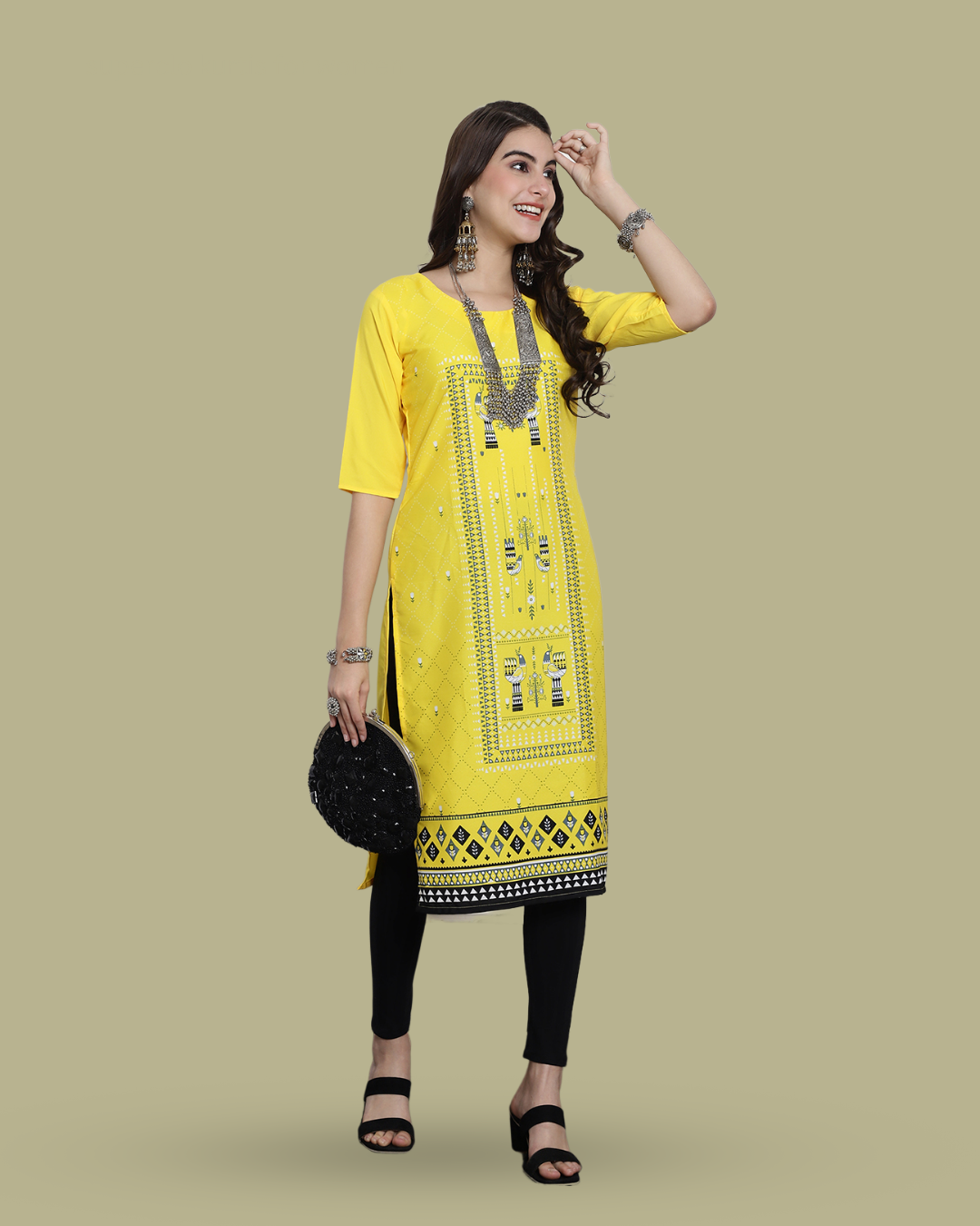 Fresh Lime Print Kurta
