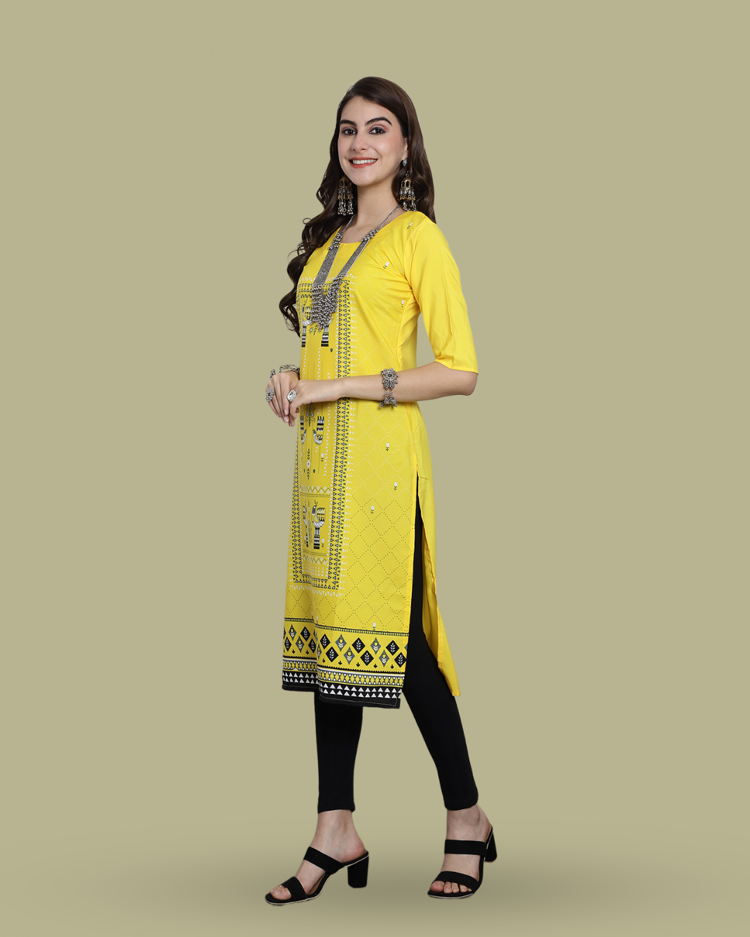 Fresh Lime Print Kurta