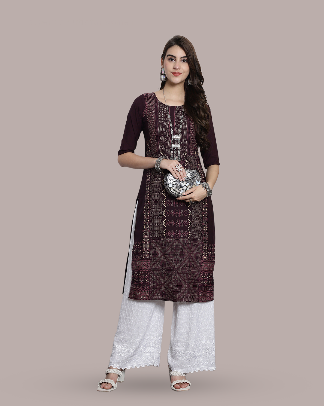 Deep Cocoa Print Kurta