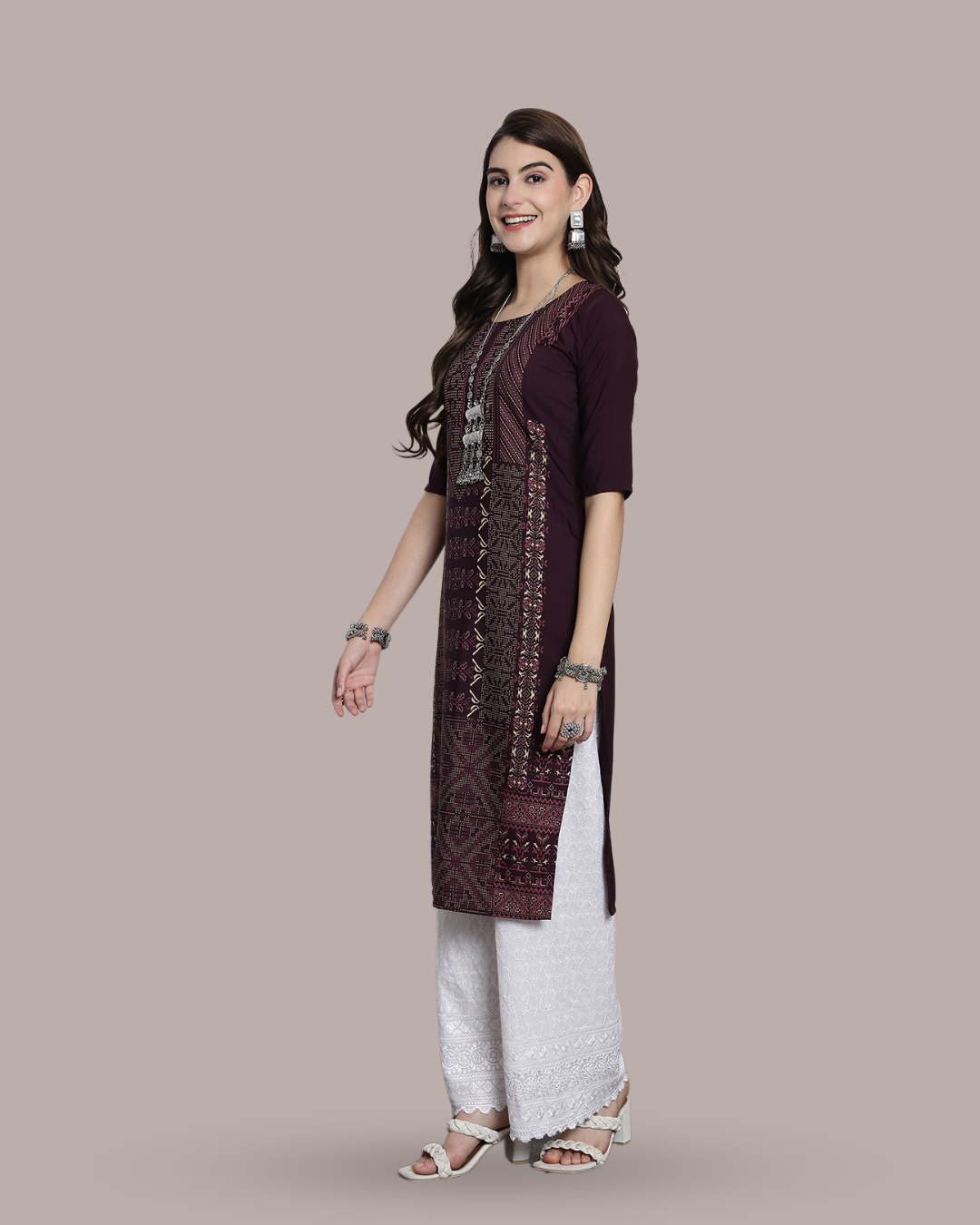 Deep Cocoa Print Kurta