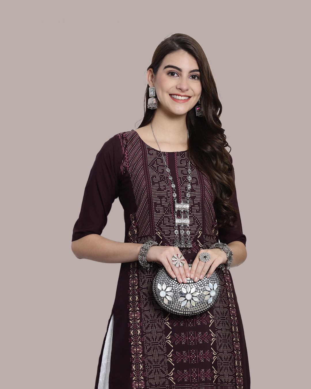 Deep Cocoa Print Kurta