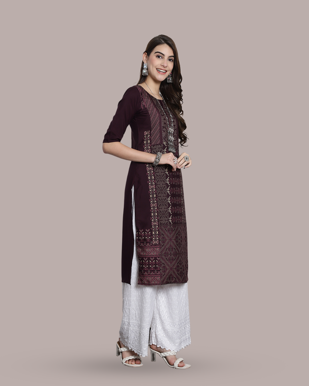 Deep Cocoa Print Kurta