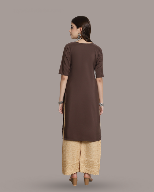 Leaf Cascade Brown Kurta