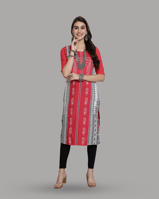 Bold Pink Pattern Kurta