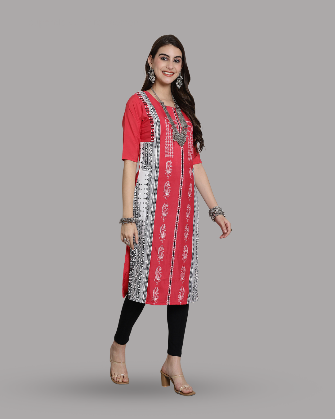 Bold Pink Pattern Kurta