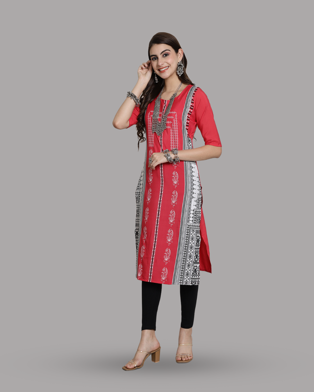 Bold Pink Pattern Kurta