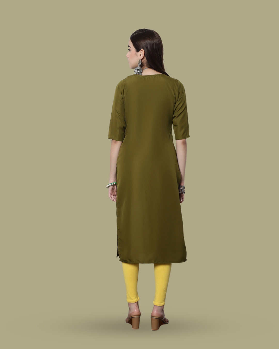Olive Canvas Print Kurta
