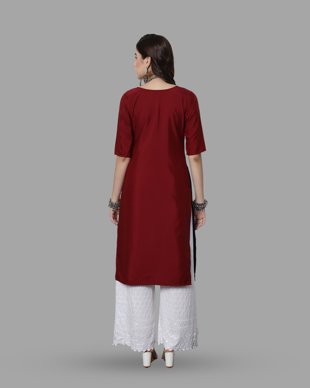 Two-Tone Maroon Kurta
