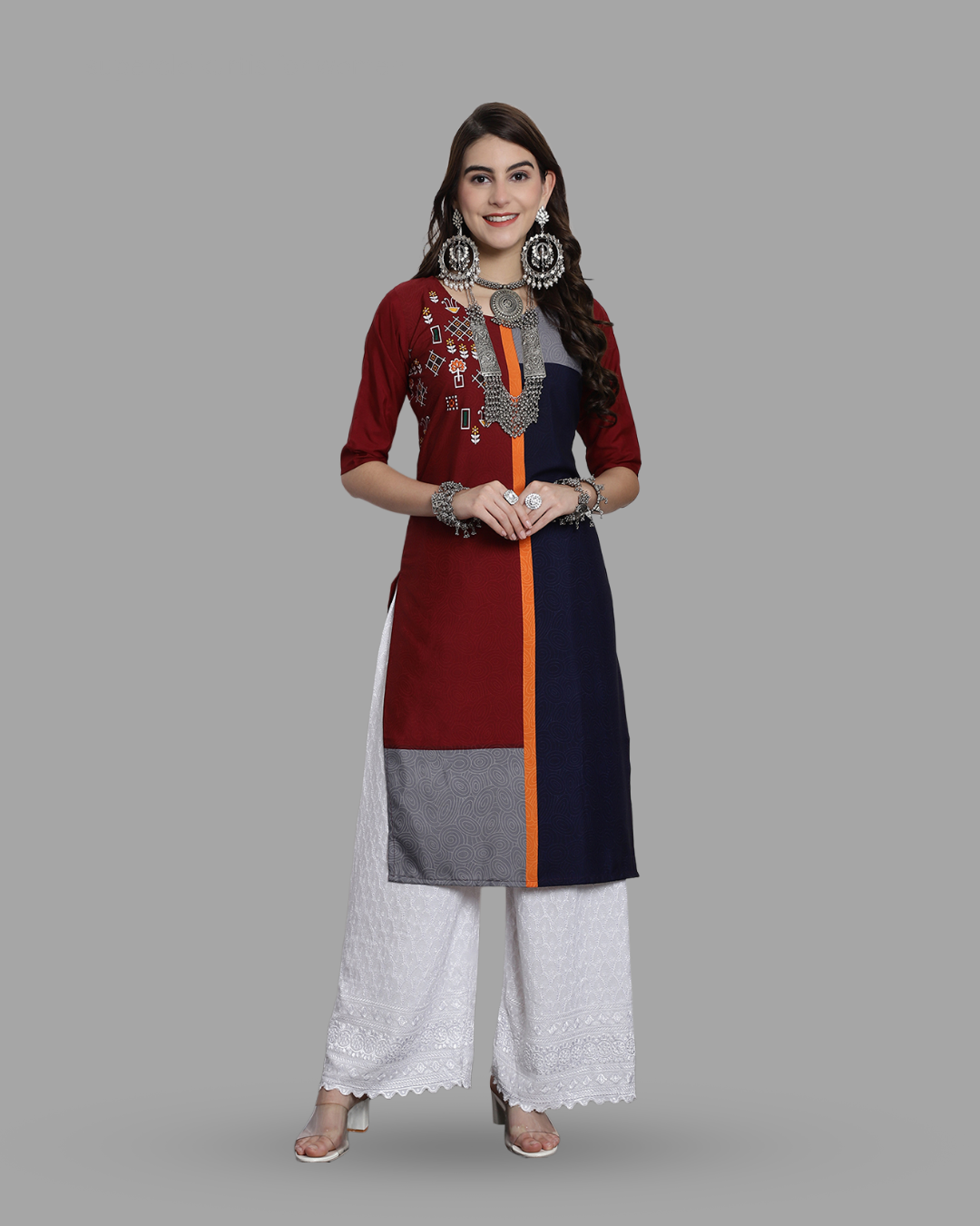 Two-Tone Maroon Kurta