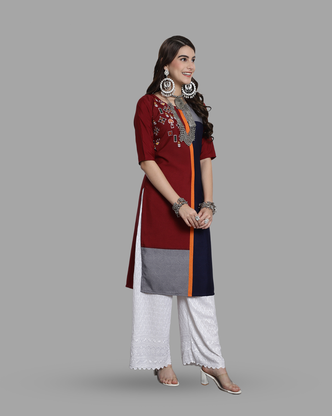 Two-Tone Maroon Kurta