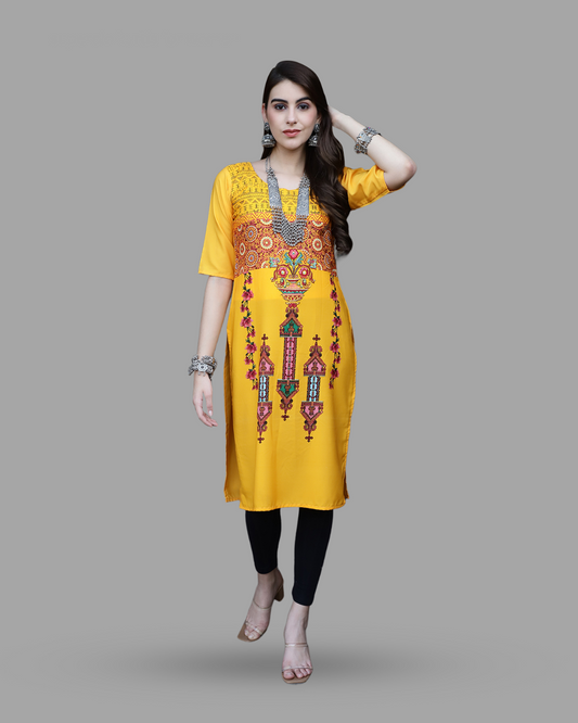 Yellow Canvas Print Kurta