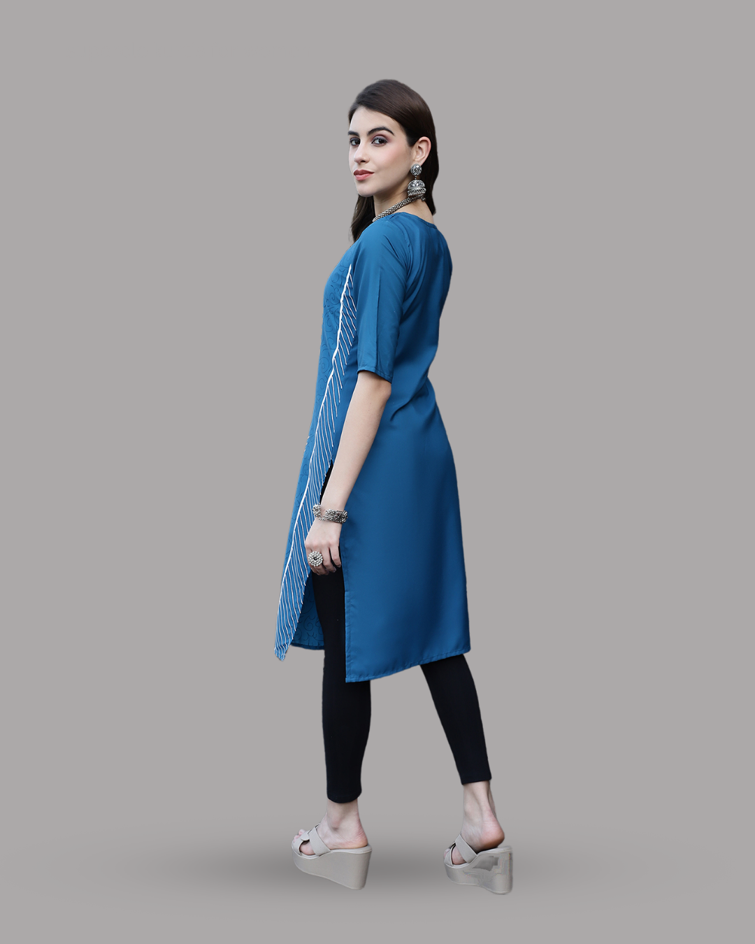 Blue Canvas Print Kurta