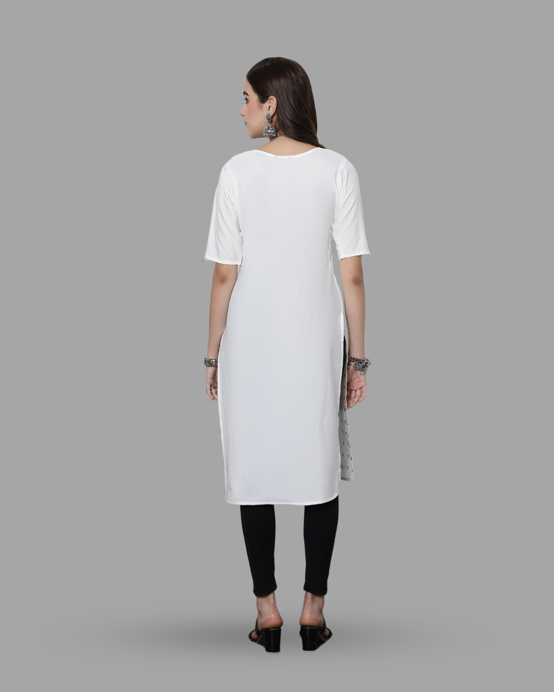 White Canvas Print Kurta