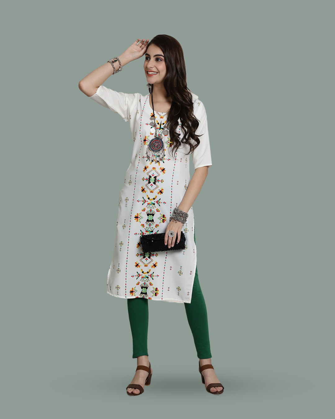Artistic White Printed Kurta