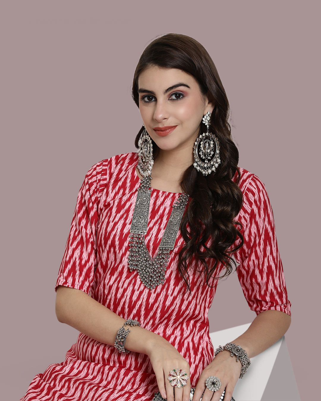 Bubblegum Zigzag Printed Kurta