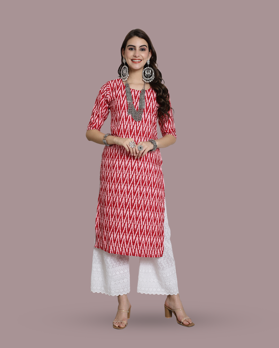 Bubblegum Zigzag Printed Kurta