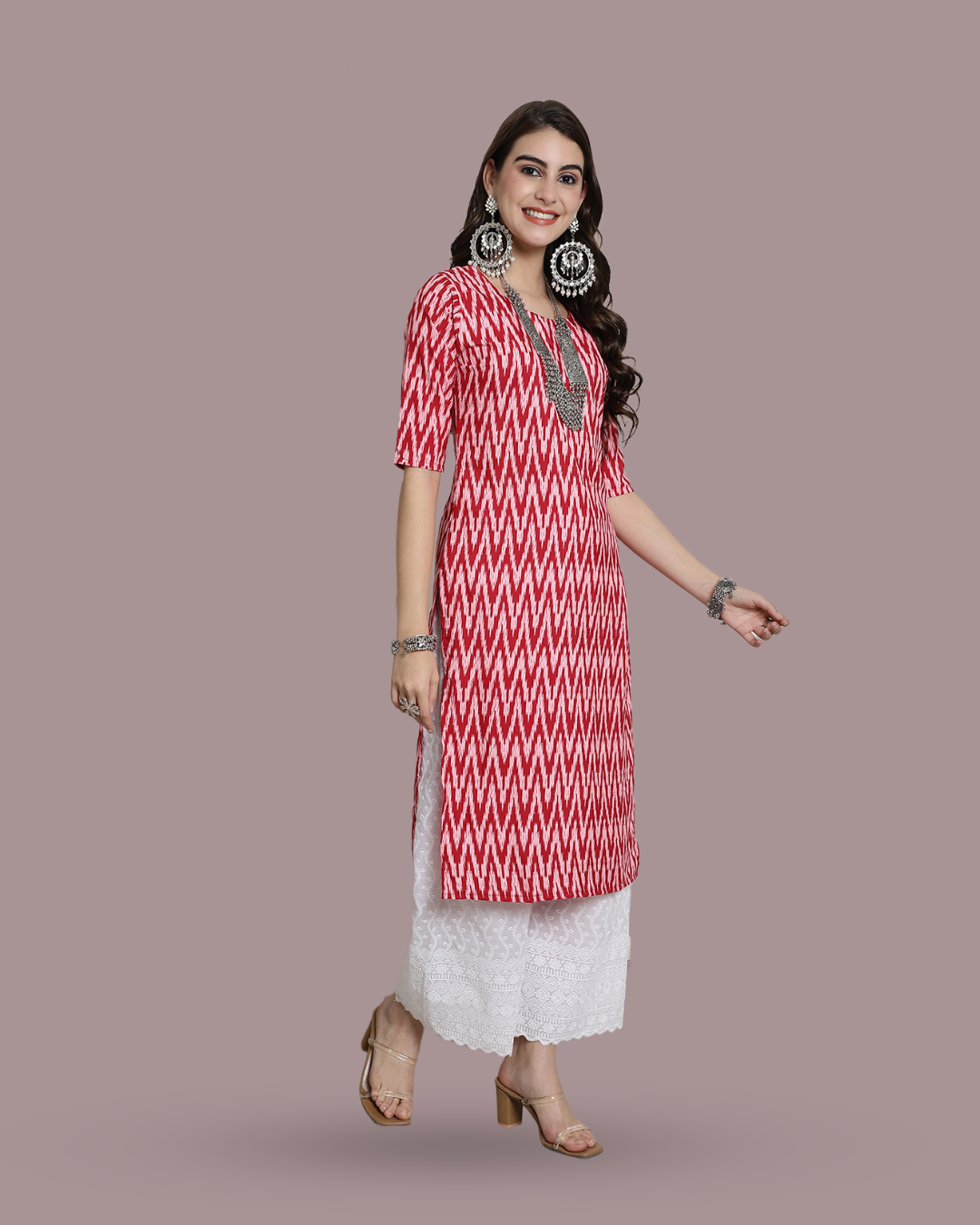 Bubblegum Zigzag Printed Kurta