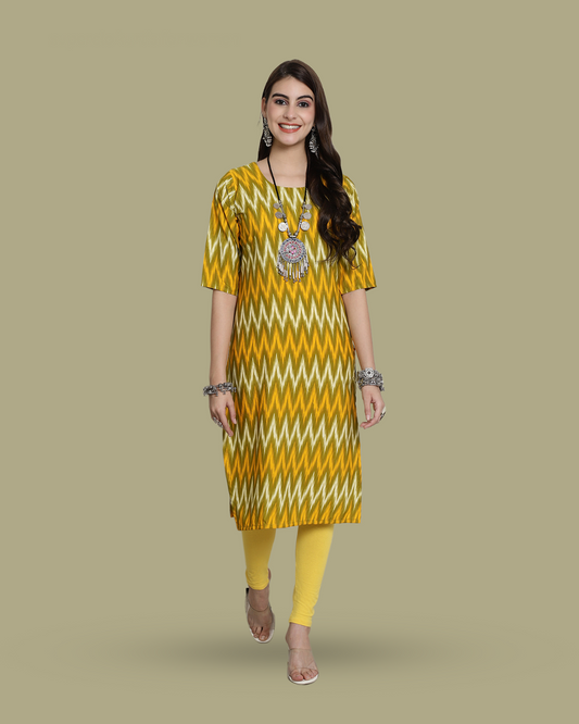 Lime Twist Zigzag Kurta