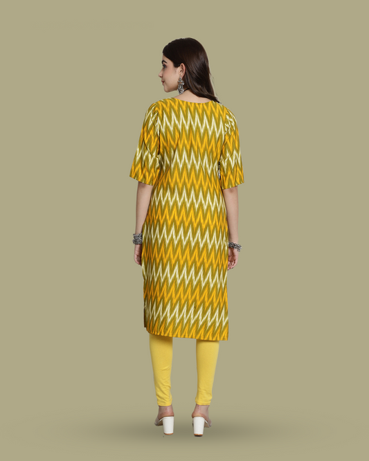 Lime Twist Zigzag Kurta