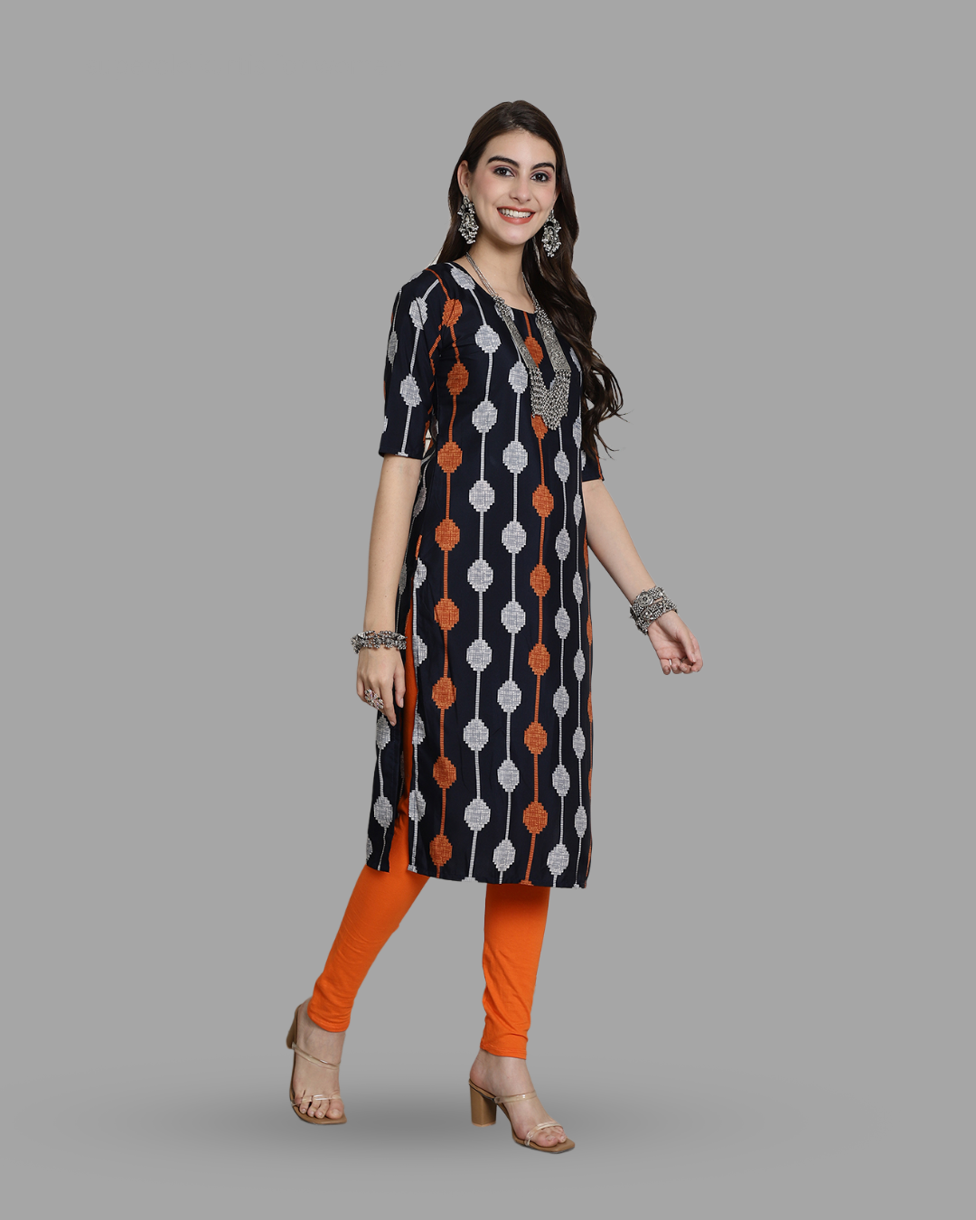 Color Block Print Kurta