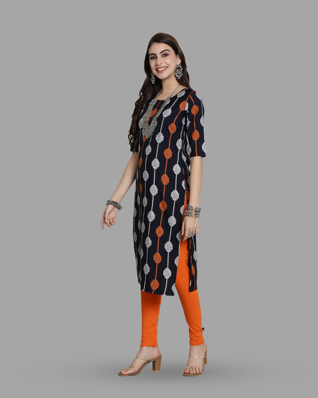 Color Block Print Kurta