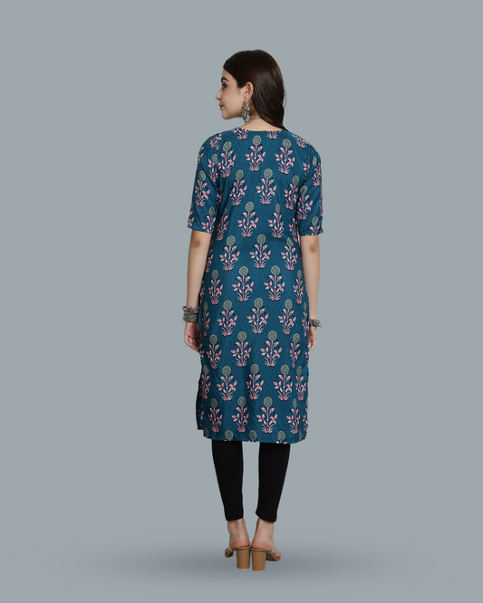 Blue Floral Delight Kurta