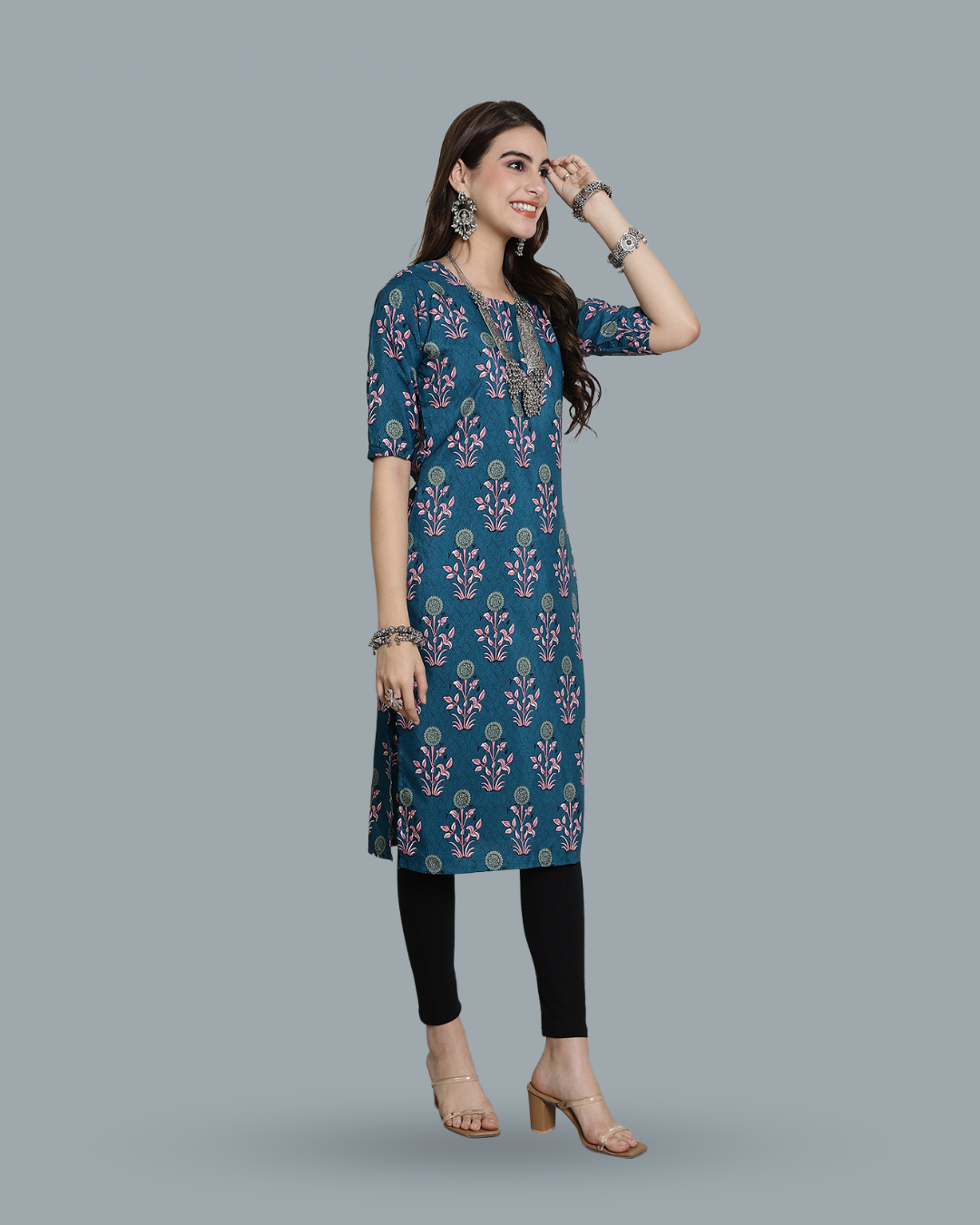 Blue Floral Delight Kurta