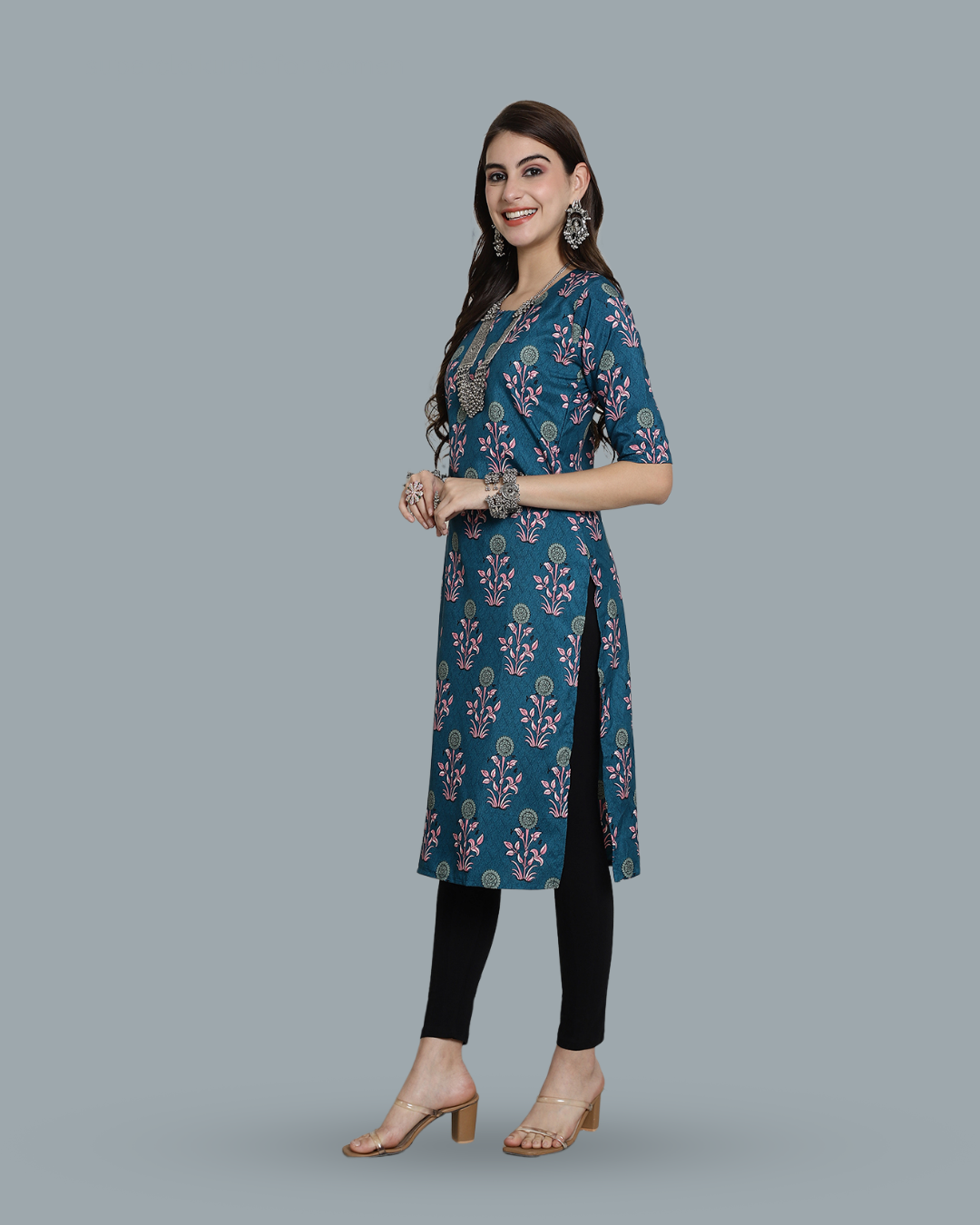 Blue Floral Delight Kurta