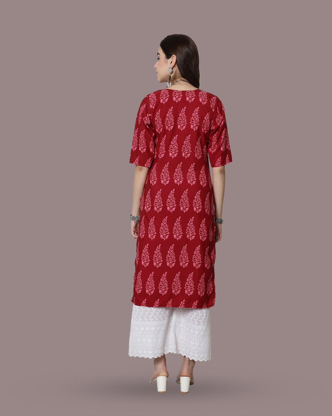 Rich Red Printed Kurta