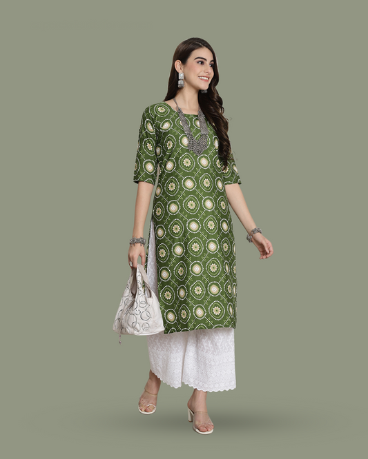 Mystic Green Circles Kurta