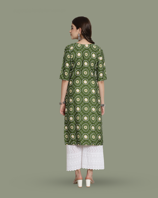 Mystic Green Circles Kurta