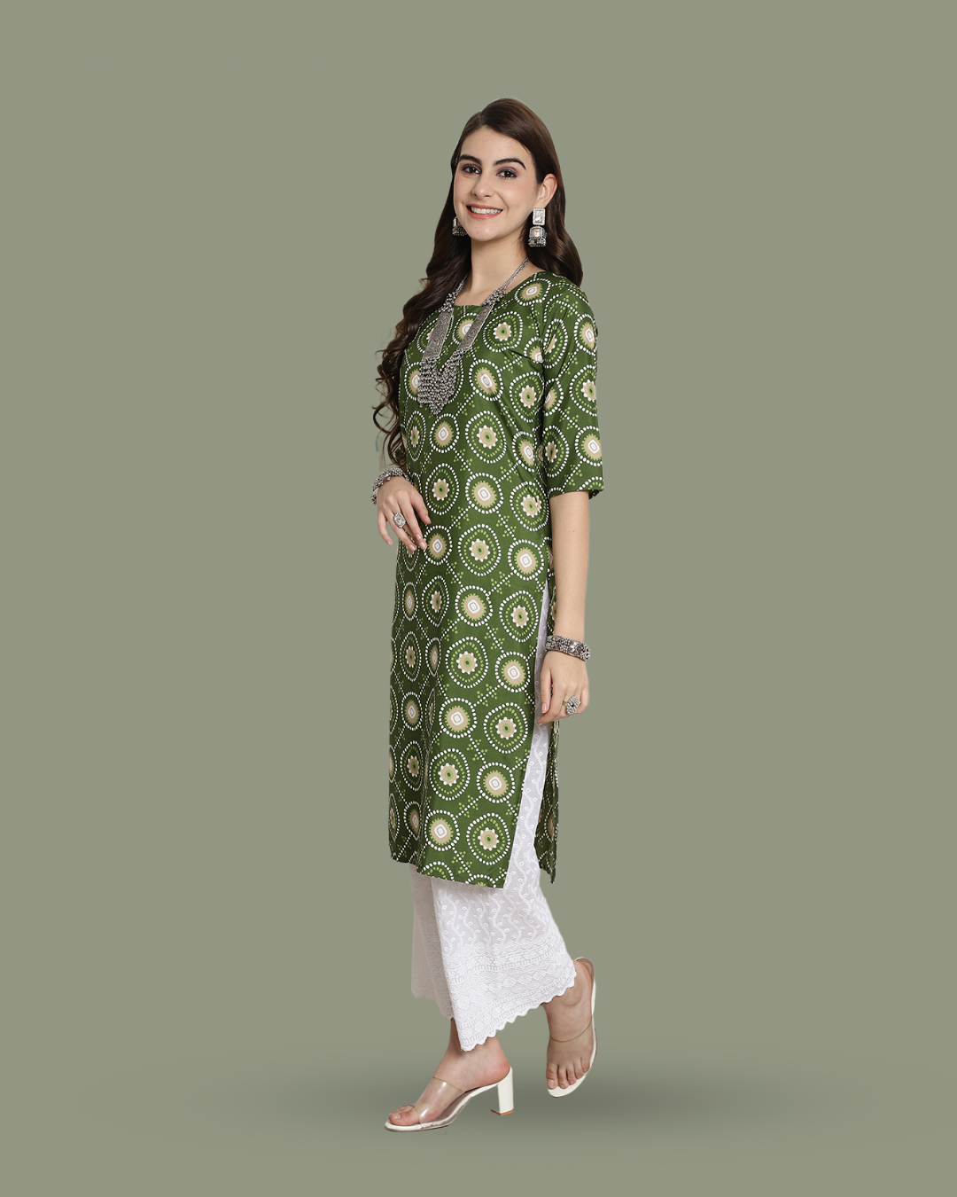 Mystic Green Circles Kurta