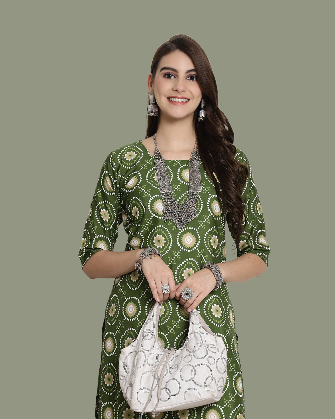 Mystic Green Circles Kurta