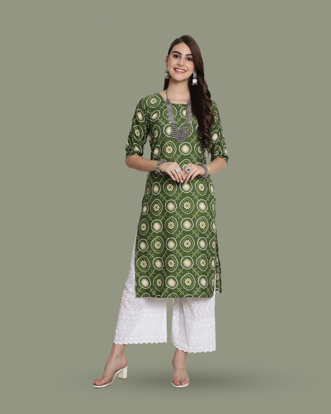Mystic Green Circles Kurta