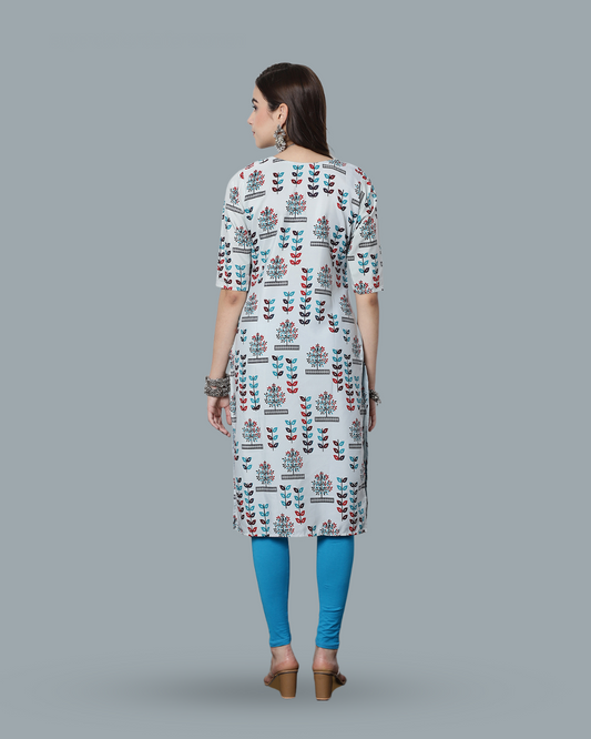 Grey Canvas Printed Kurta