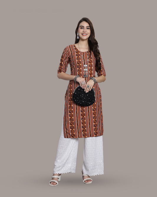 Honey Brown Printed Kurta
