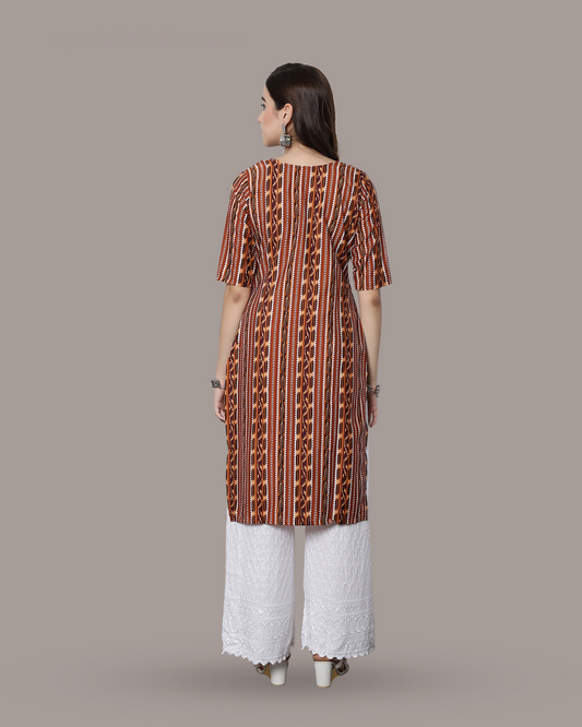 Honey Brown Printed Kurta