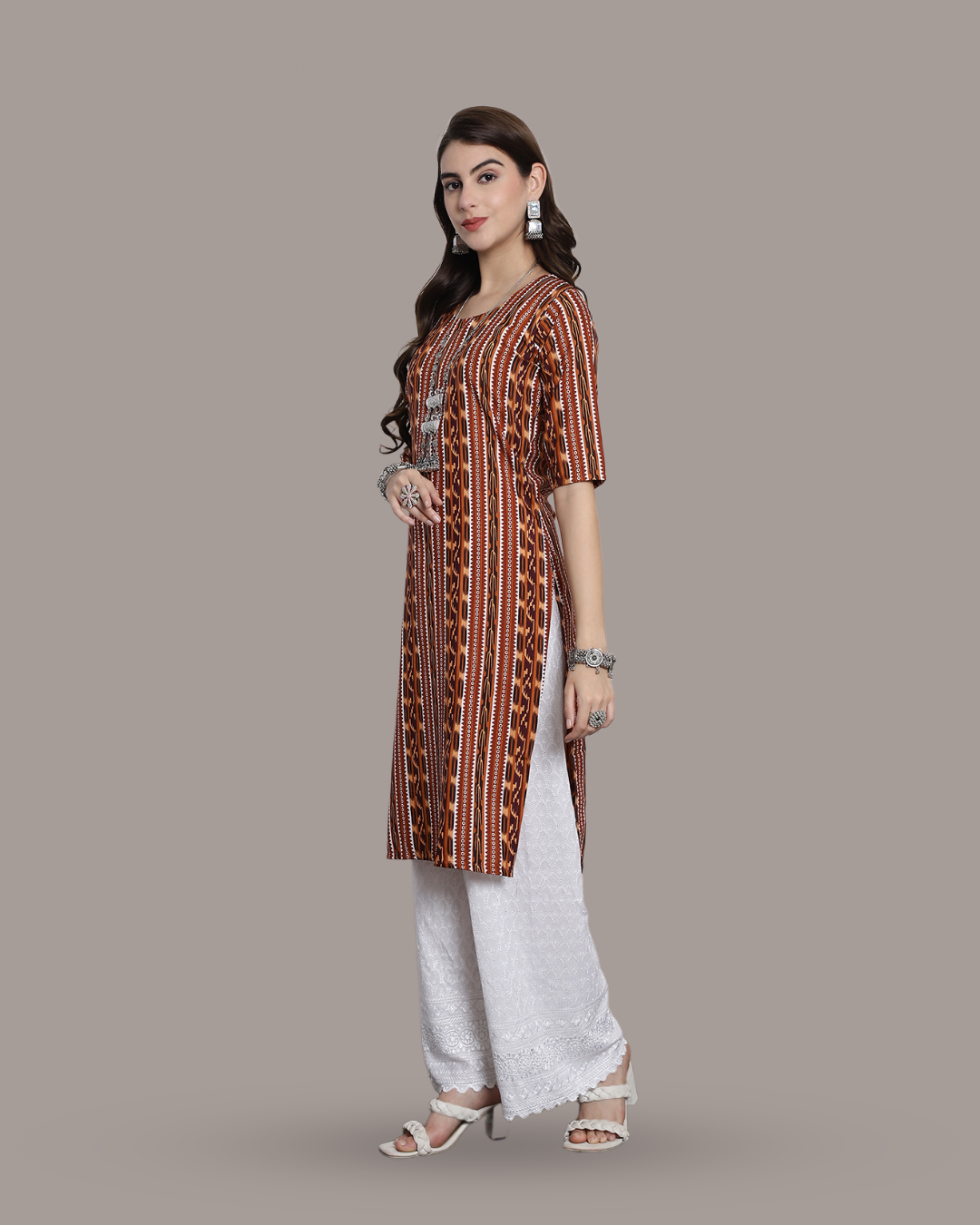 Honey Brown Printed Kurta